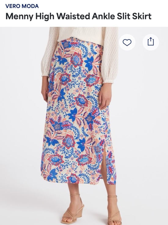 Vero Moda Dresses & Skirts - Vero Moda Blue and Cream Floral Maxi Skirt with Side Slit